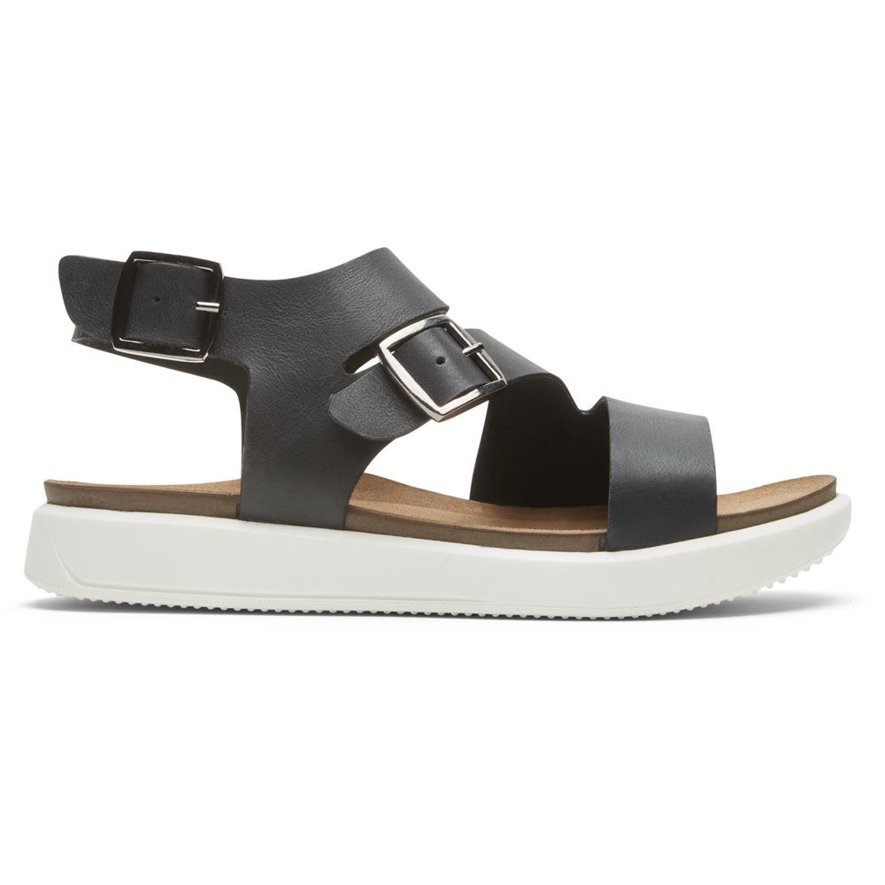 Rockport Canada Kells Bay Asymmetrical - Womens Sandals Black (RUW084193)